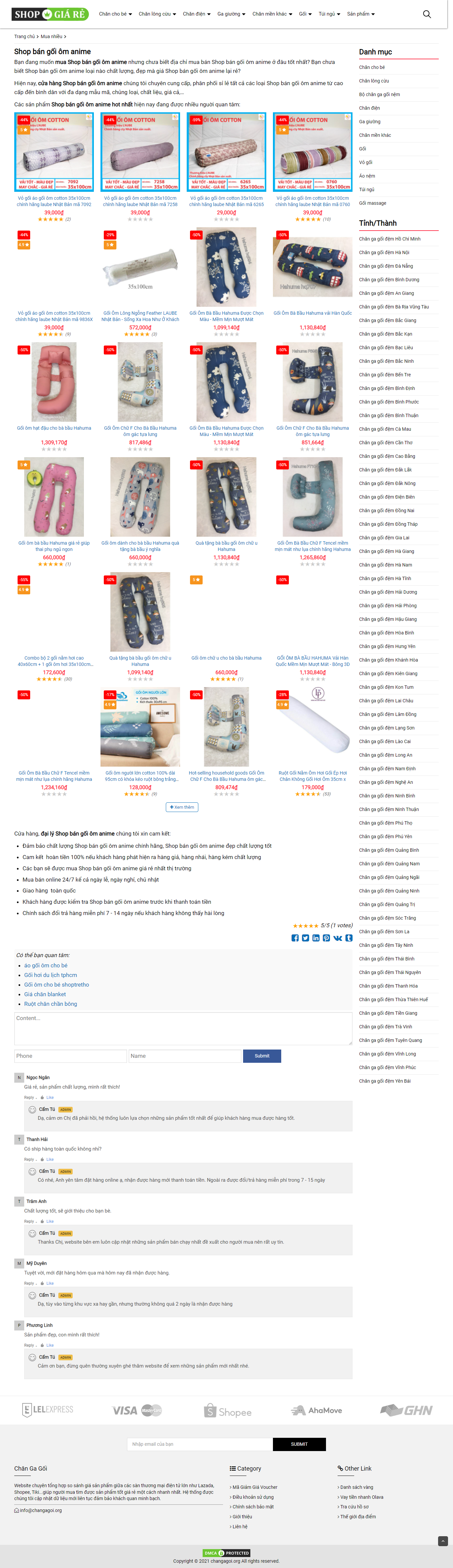 Thiết kế Website web bán gối - changagoiorg