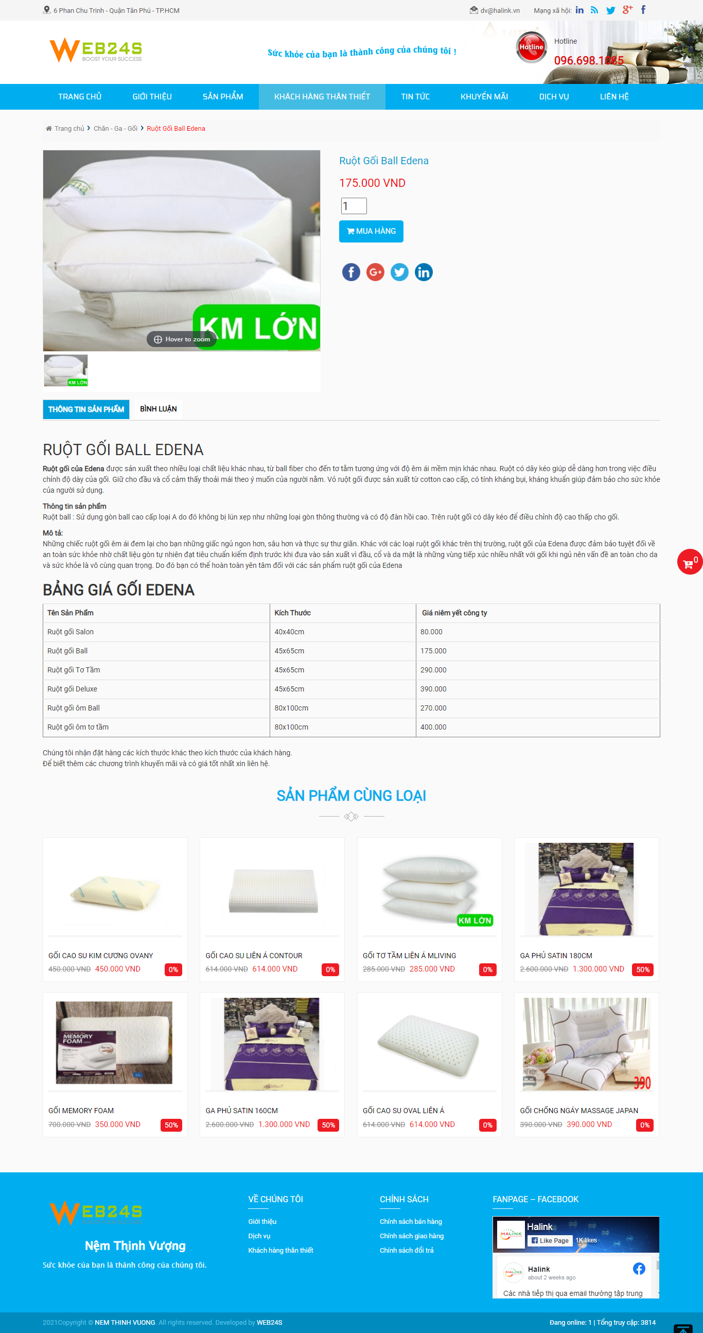 Thiết kế Website web bán gối - nt03chonwebvn