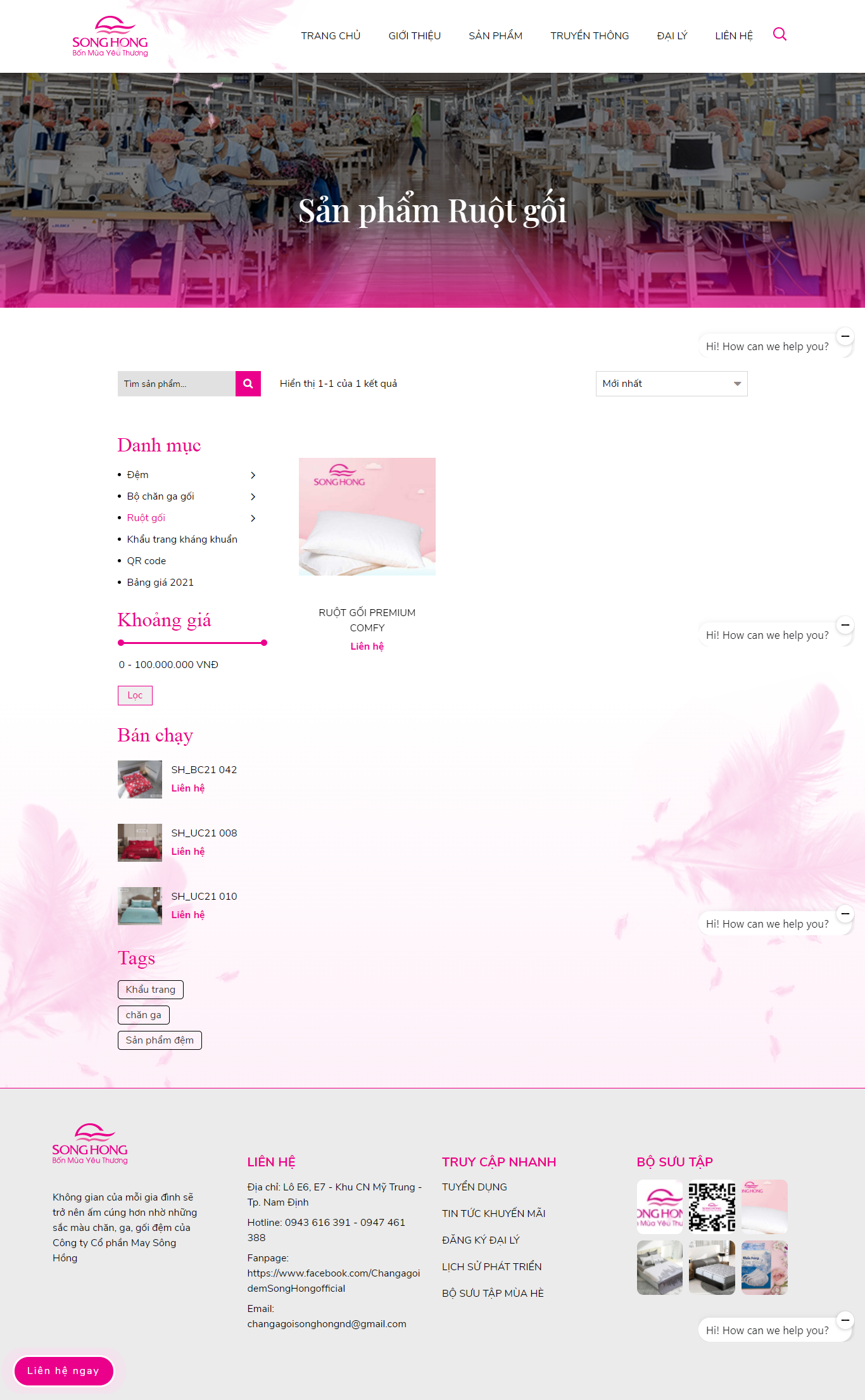 Thiết kế Website web bán gối - changagoisonghongvn