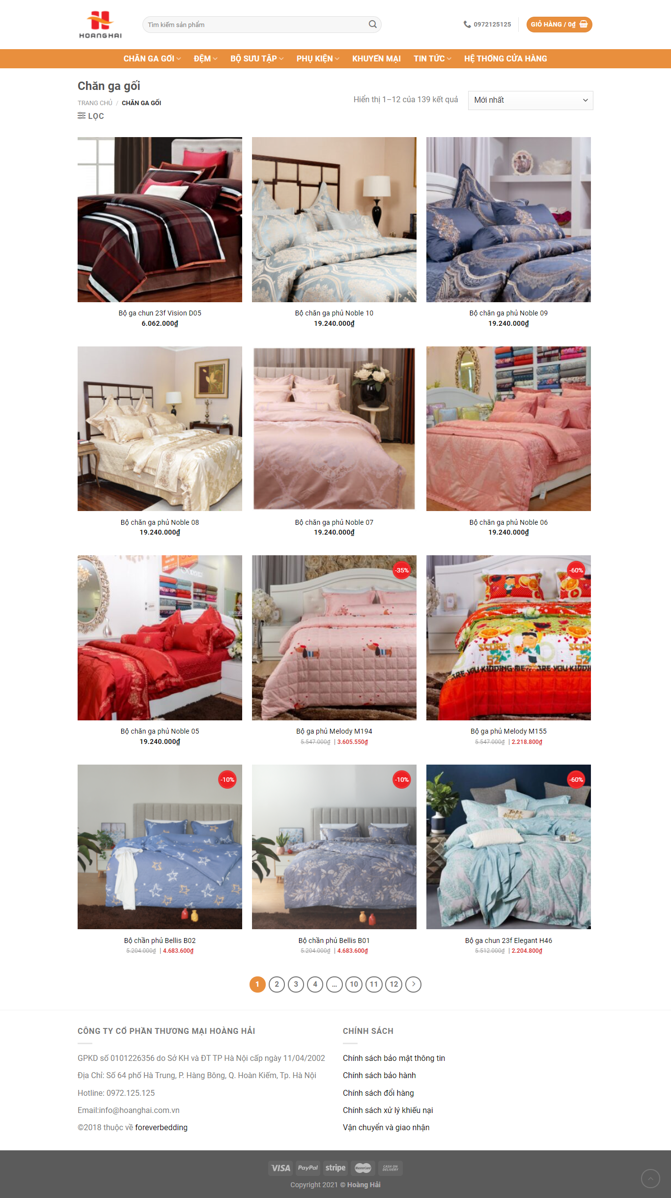 Thiết kế Website web bán chăn - hoanghaicomvn