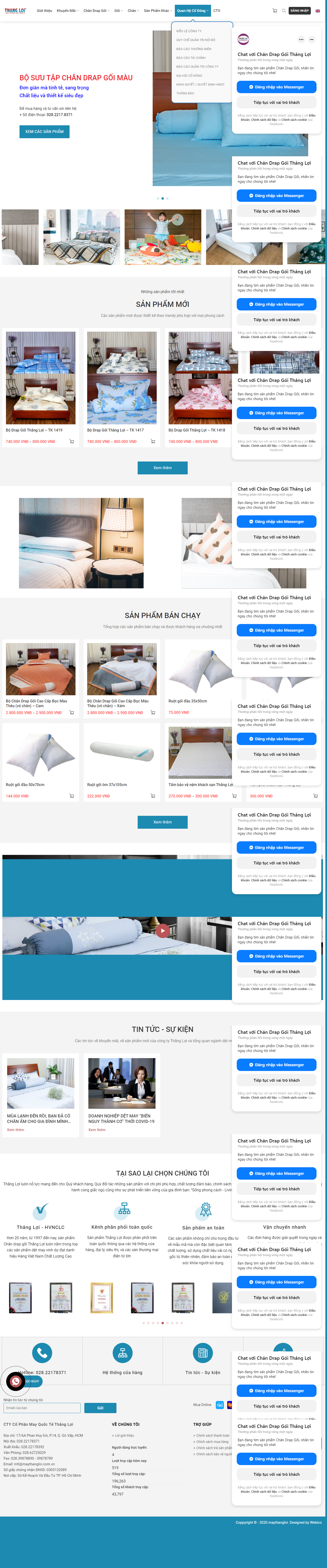Thiết kế Website web bán chăn - maythangloicomvn
