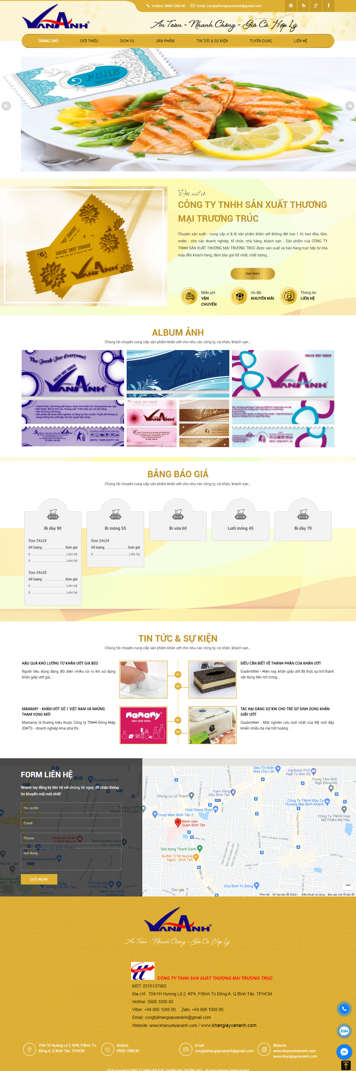 Thiết kế Website web khăn giấy - khanuotvananhcom