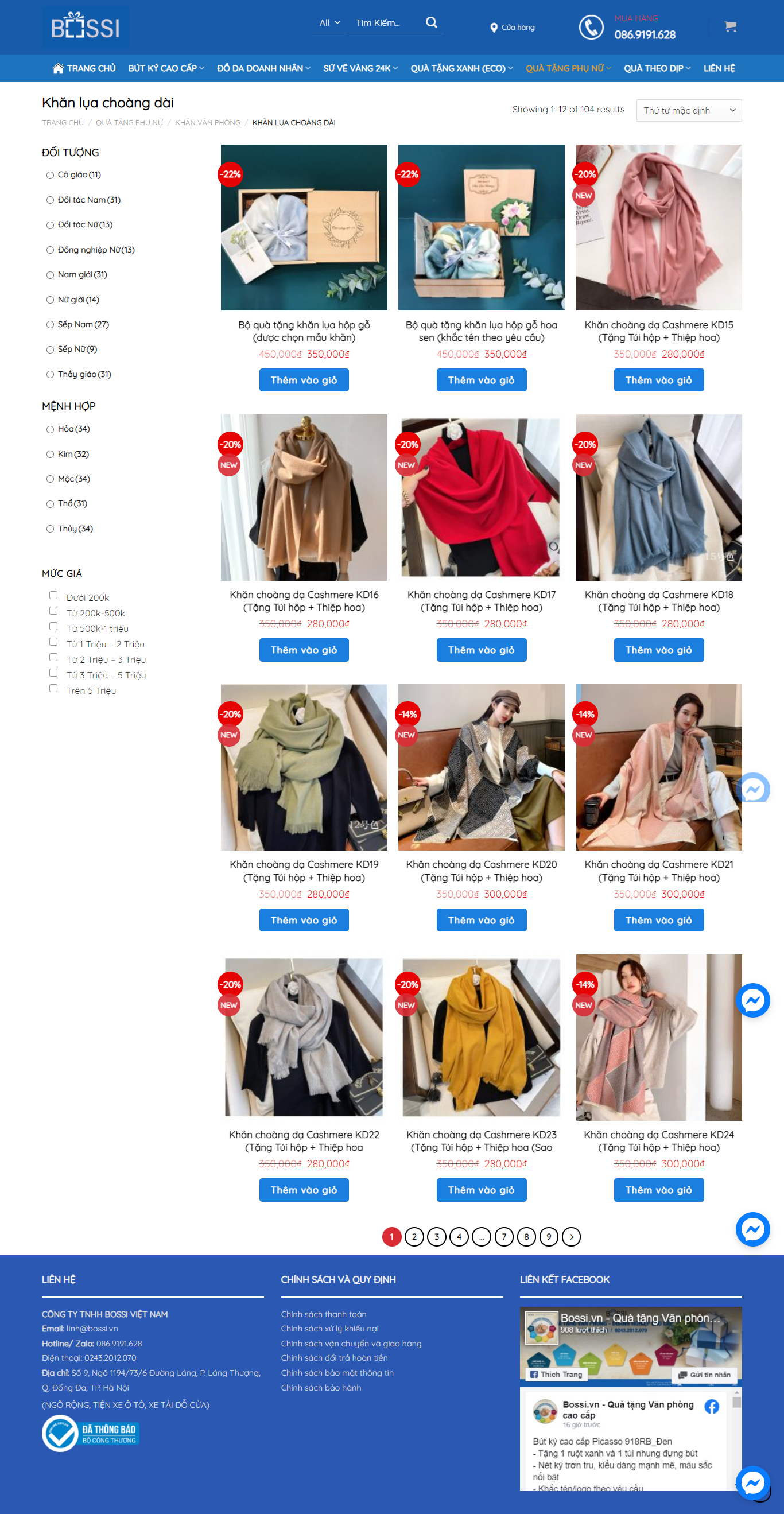 Thiết kế Website web khăn lụa - bossivn