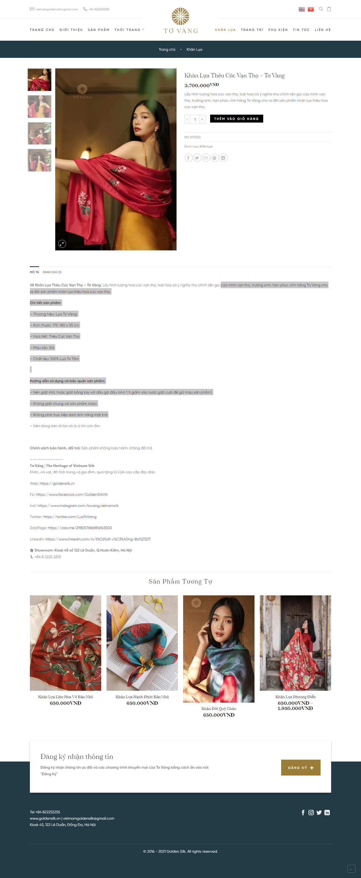 Thiết kế Website web khăn lụa - goldensilkvn