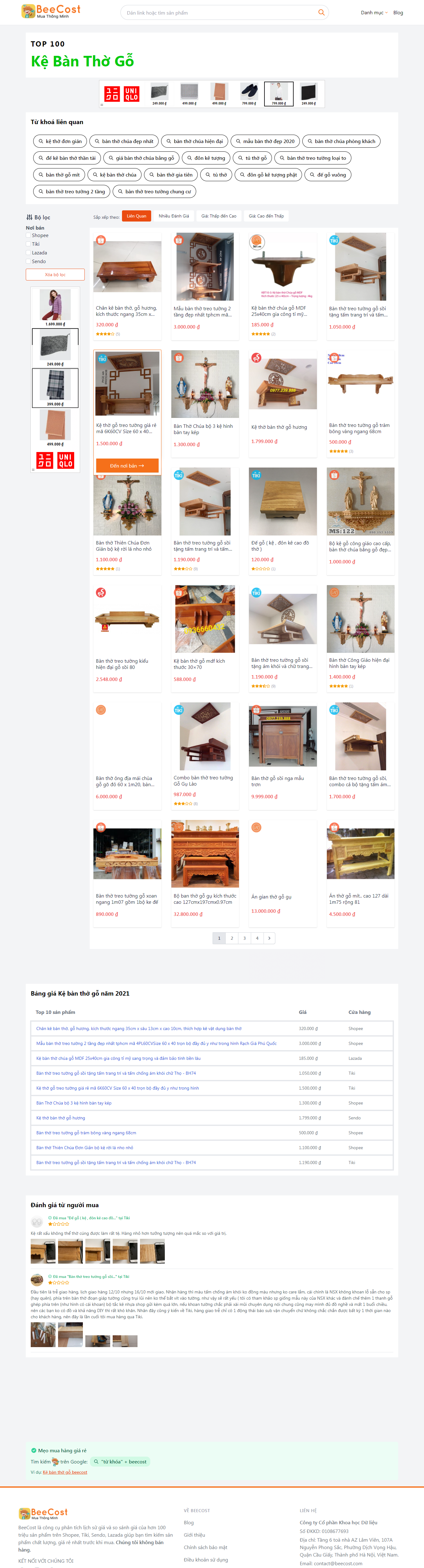 Thiết kế Website web bán kệ bàn thờ - beecostvn