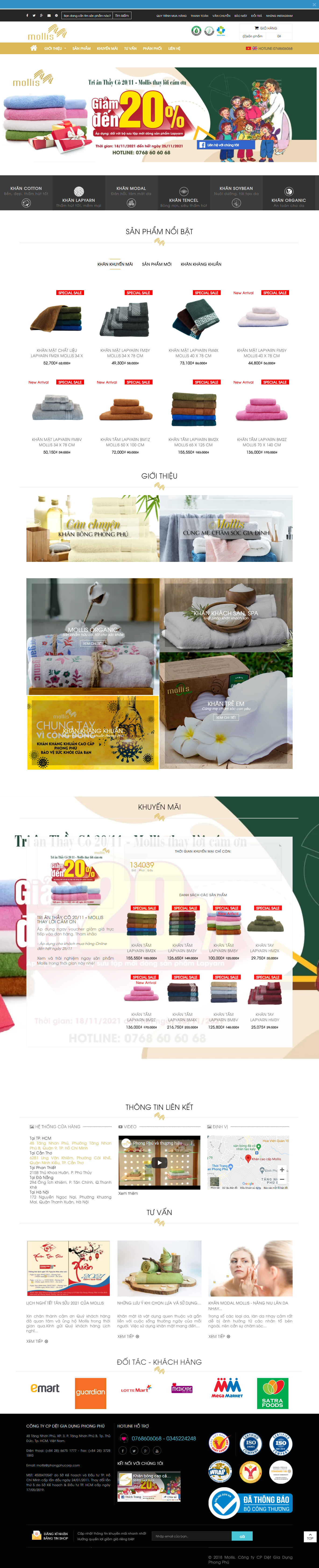 Thiết kế Website web khăn bông - molliscomvn
