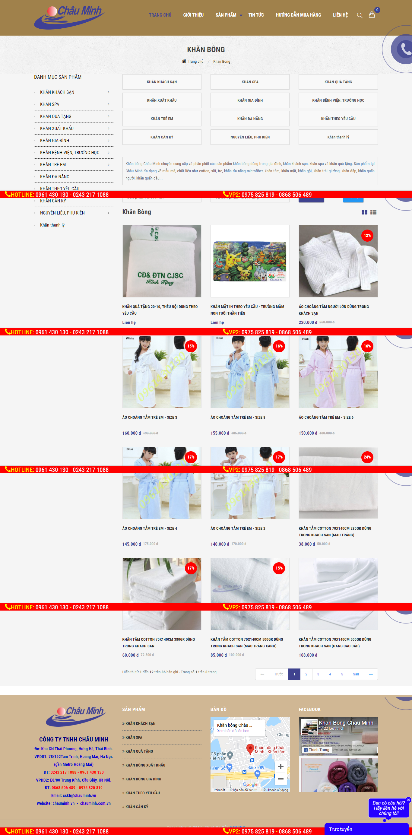 Thiết kế Website web khăn bông - chauminhvn