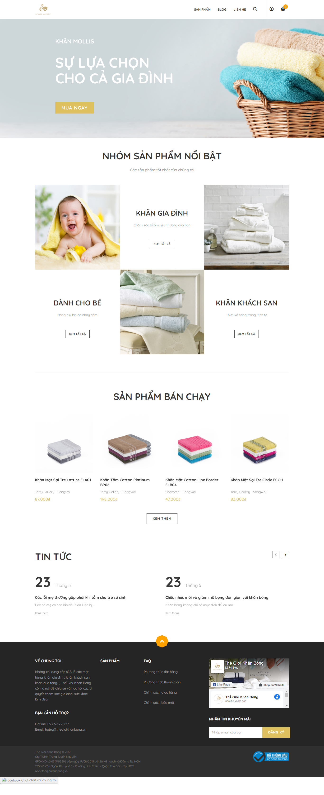 Thiết kế Website web khăn bông - wwwthegioikhanbongvn