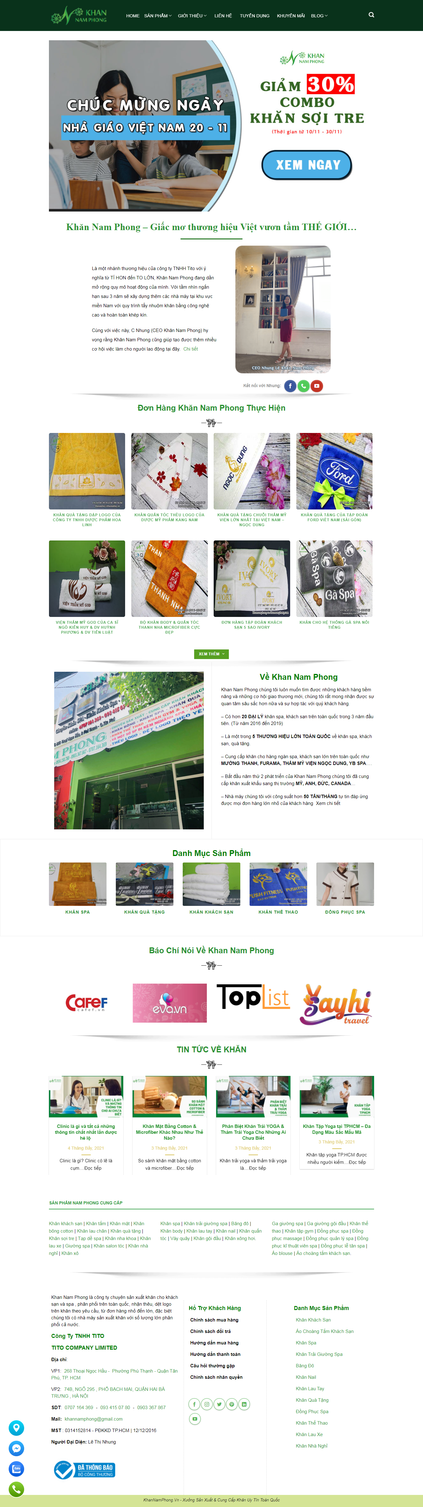 Thiết kế Website web khăn bông - khannamphongvn