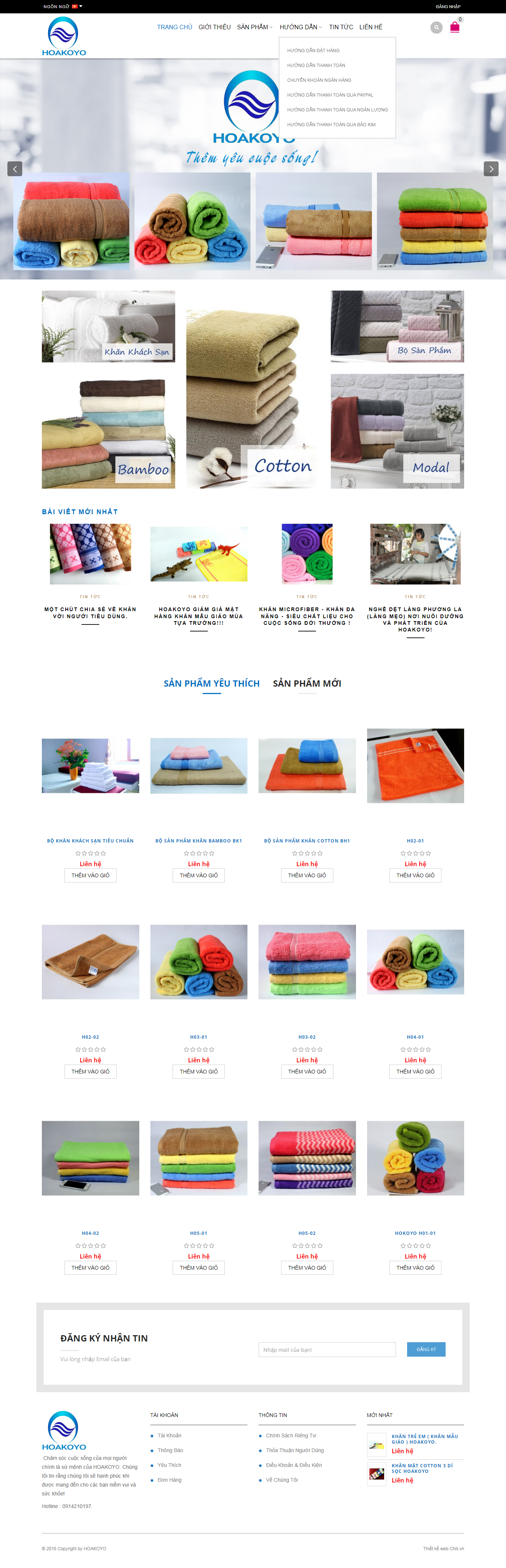 Thiết kế Website web khăn bông - hoakoyocom