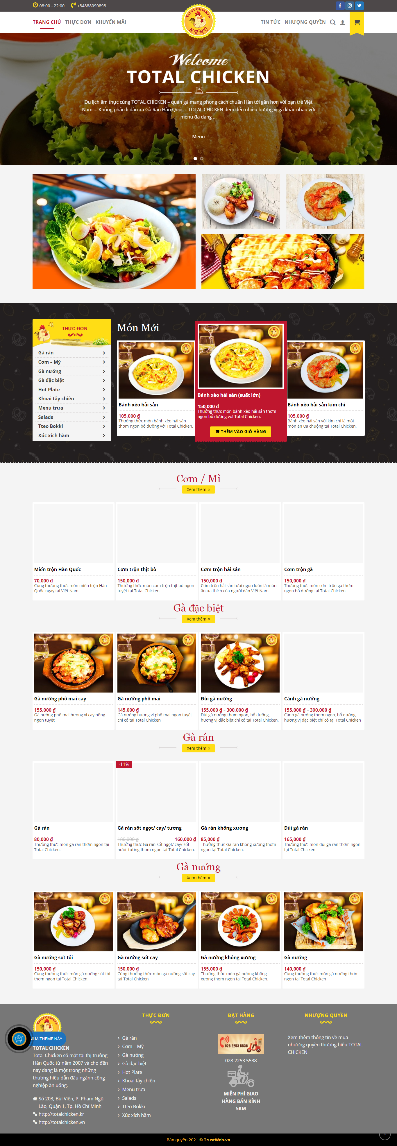Thiết kế Website web bán gà rán - cuahanggarantrustwebvn