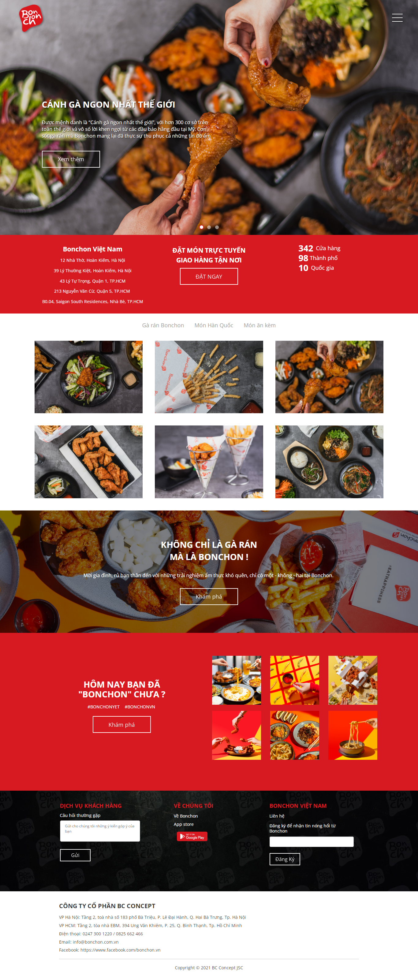Thiết kế Website web bán gà rán - bonchoncomvn