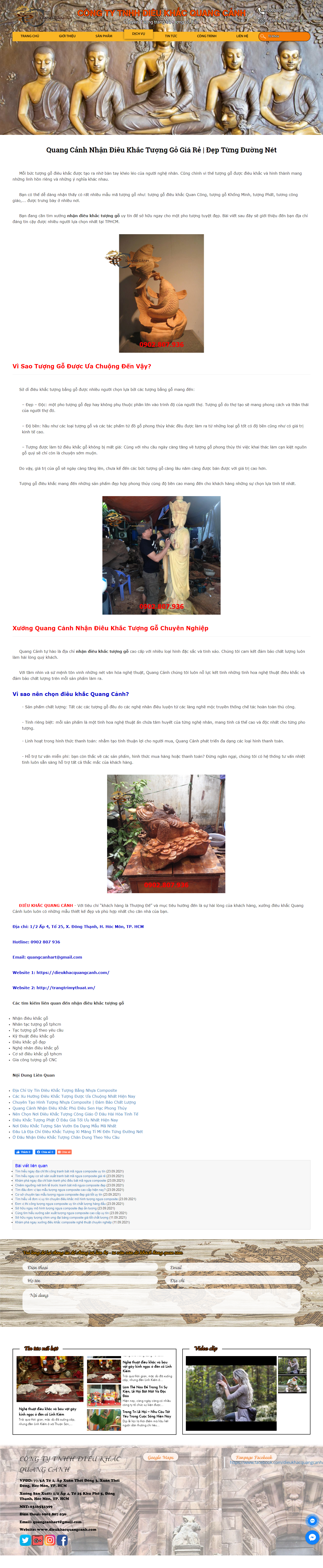 Thiết kế Website web tạc tượng gỗ - dieukhacquangcanhcom