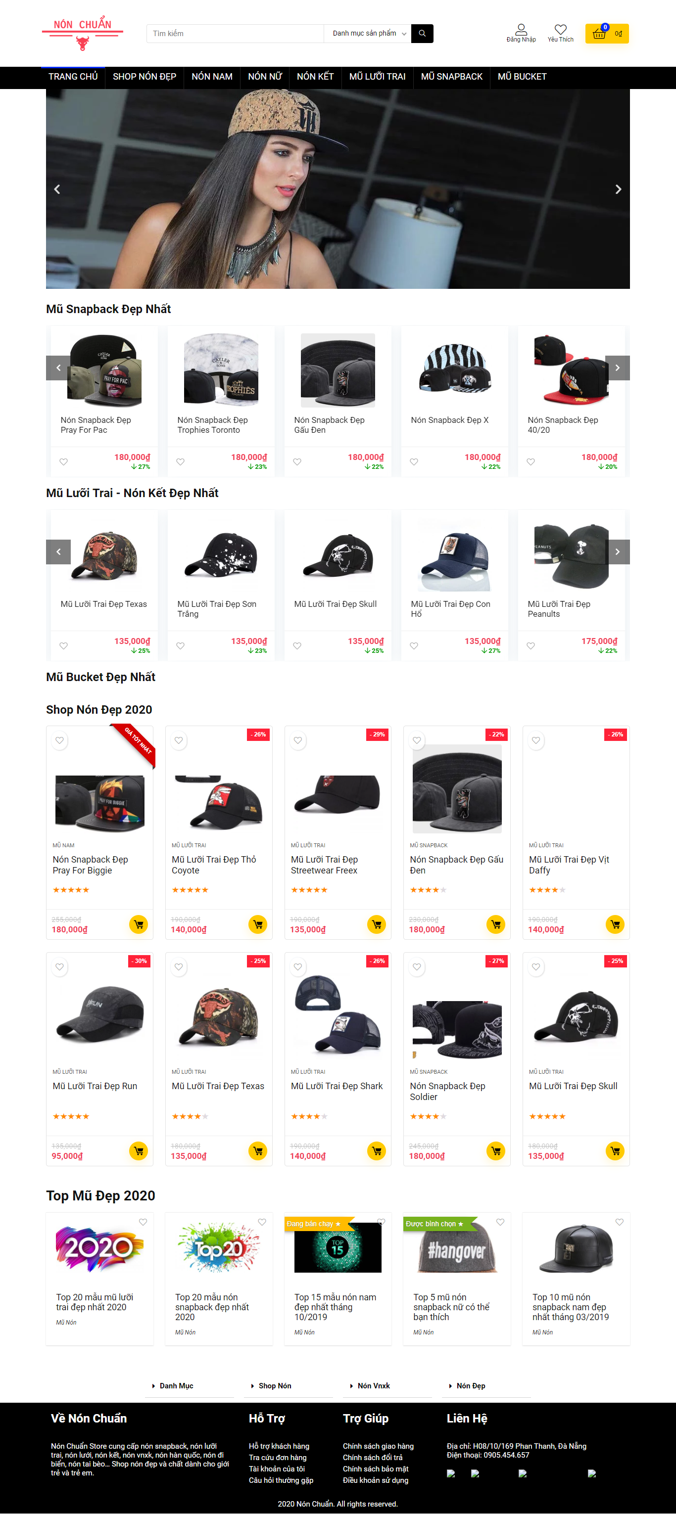 Thiết kế Website web bán mũ lưỡi trai - nonchuancom
