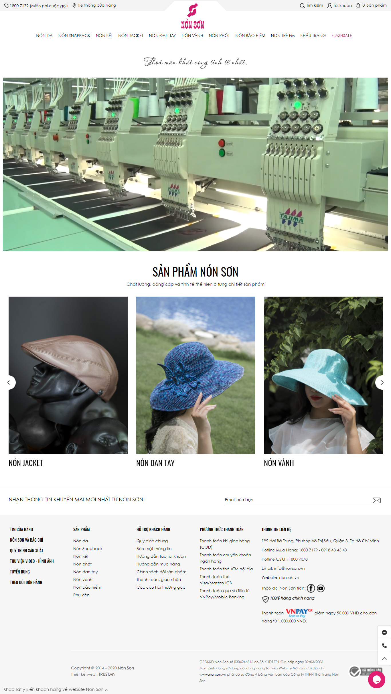 Thiết kế Website web bán mũ lưỡi trai - nonsonvn