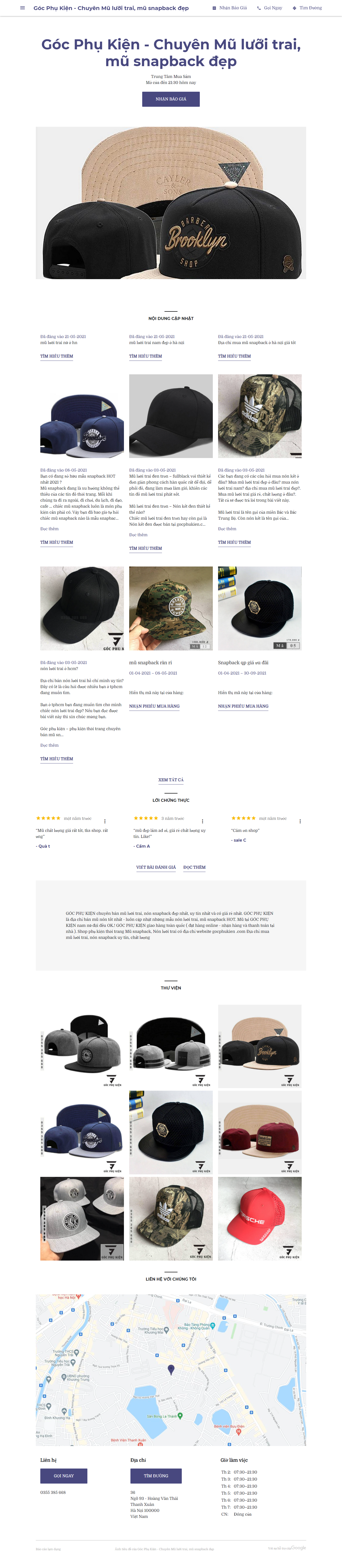 Thiết kế Website web bán mũ lưỡi trai - gocphukienbusinesssite