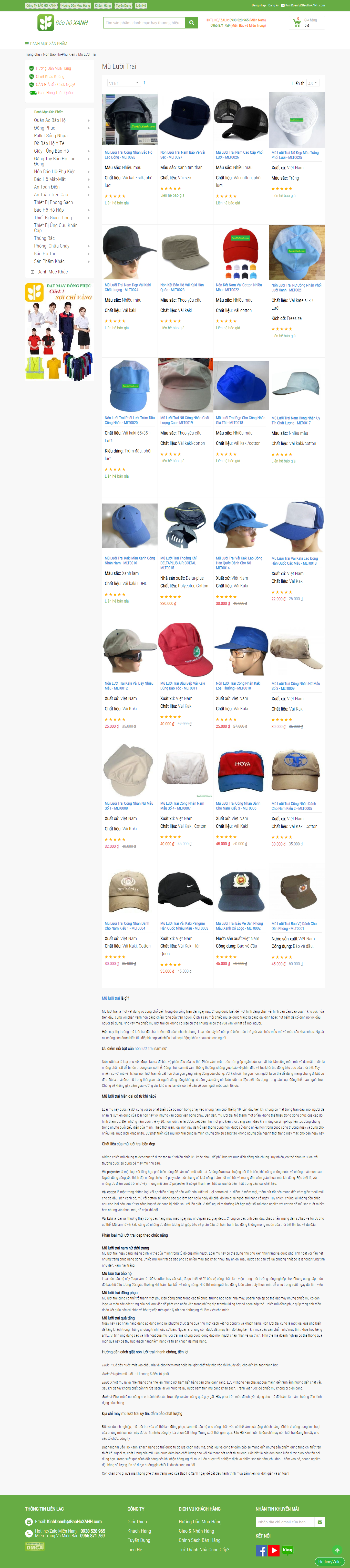 Thiết kế Website web bán mũ lưỡi trai - wwwbaohoxanhcom