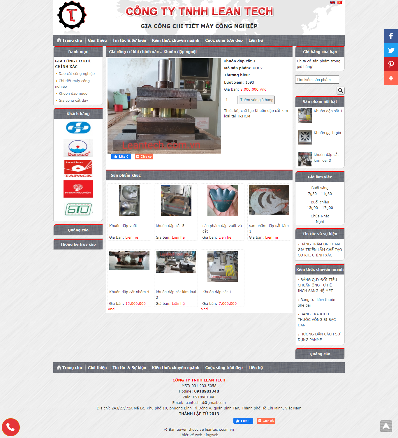 Thiết kế Website web khuôn dập - leantechcomvn