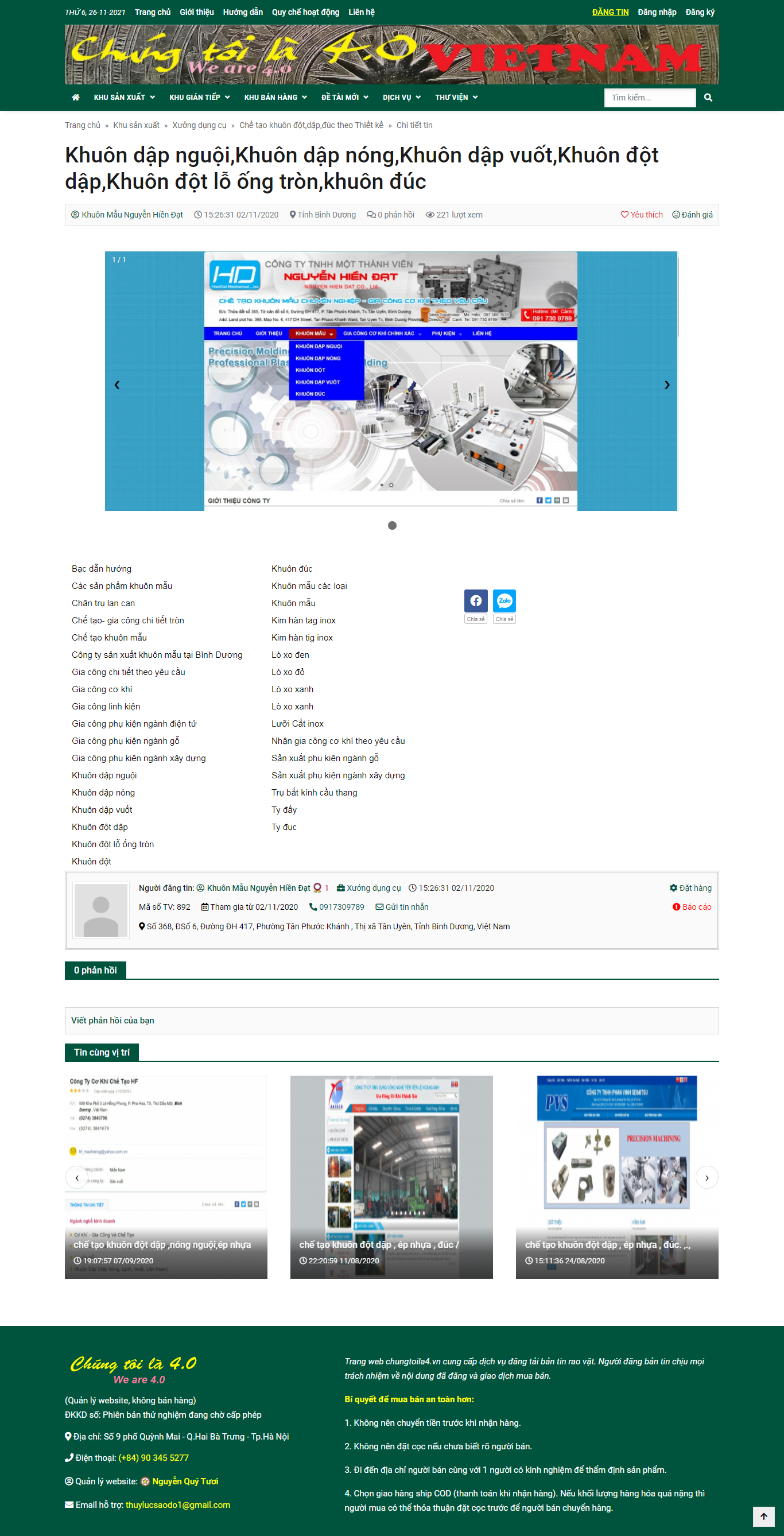Thiết kế Website web khuôn dập - chungtoila4vn