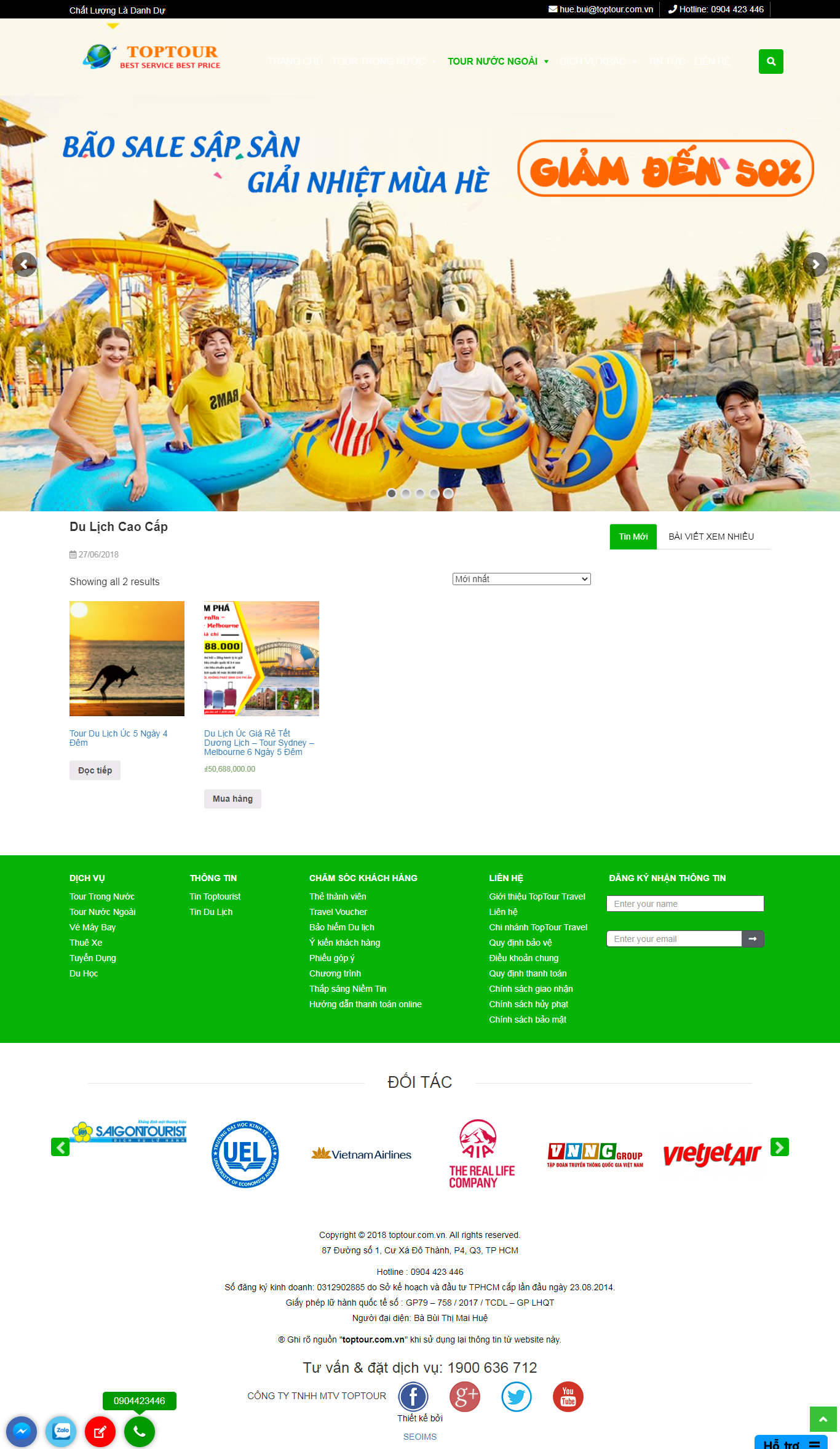 Thiết kế Website web du lịch cao cấp - toptourcomvn