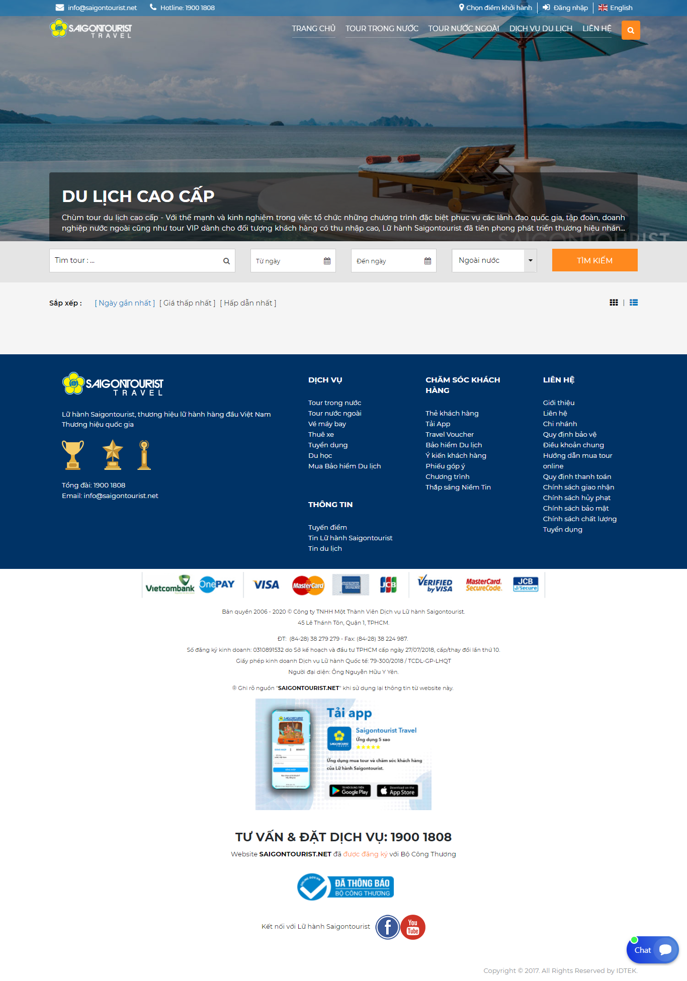 Thiết kế Website web du lịch cao cấp - wwwsaigontouristnet