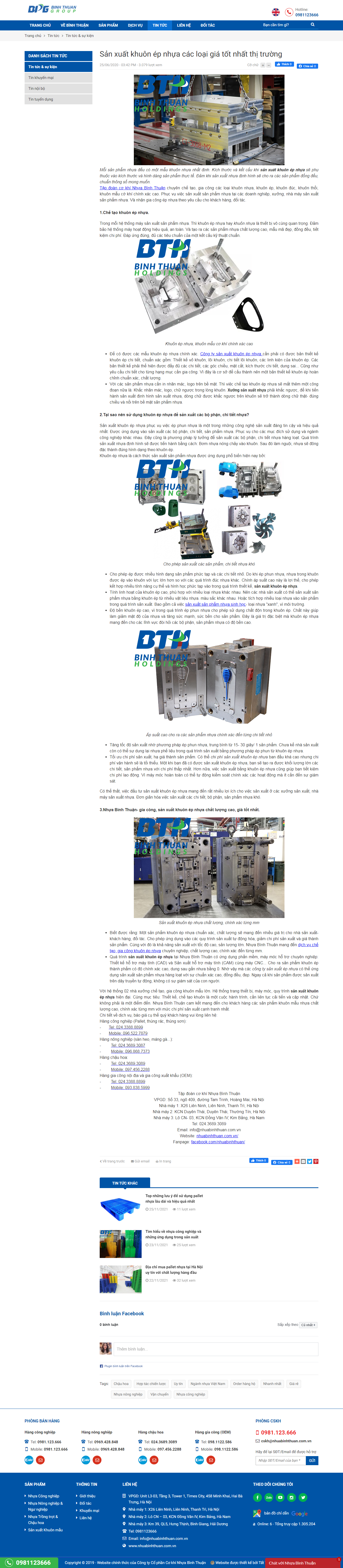Thiết kế Website web khuôn ép nhựa - nhuabinhthuancomvn