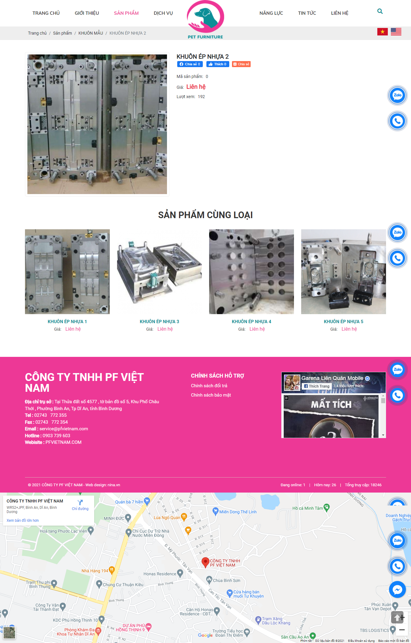 Thiết kế Website web khuôn ép nhựa - pfvietnamcom