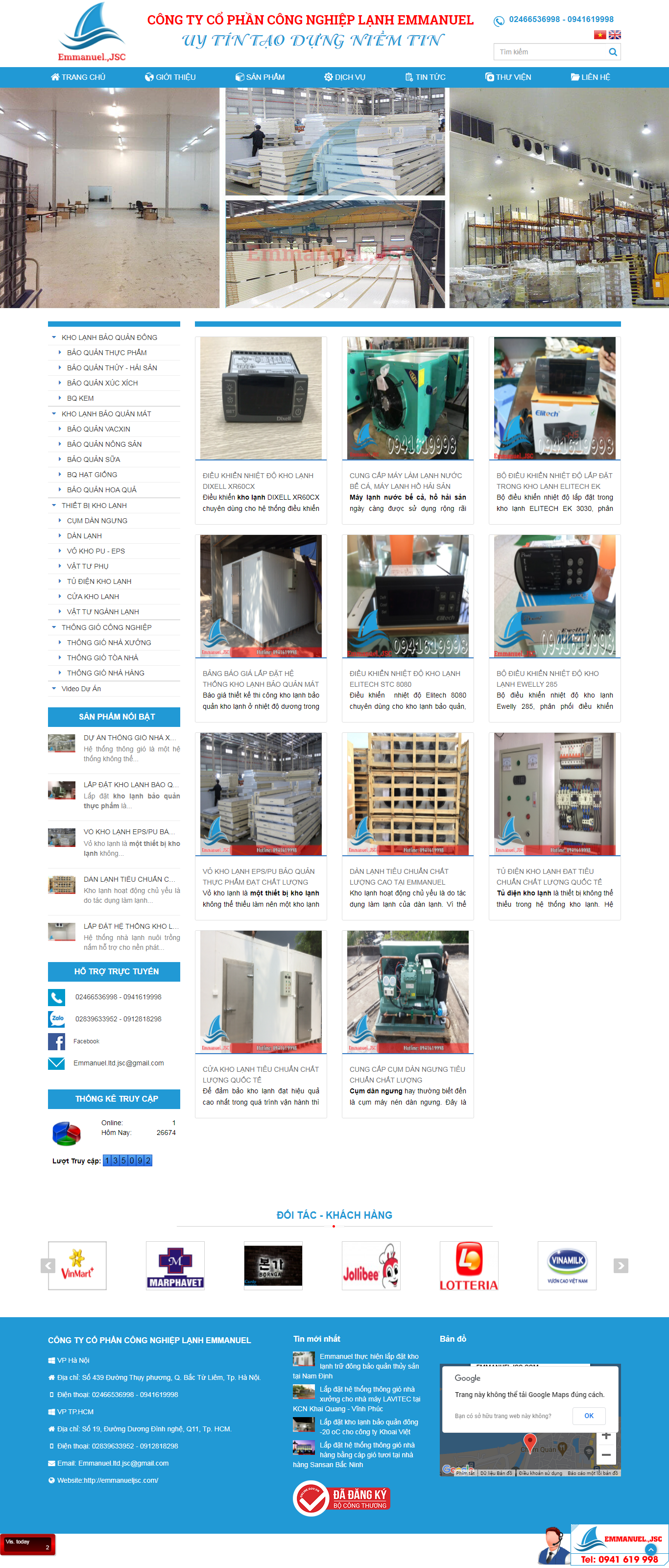 Thiết kế Website web thiết bị phòng lạnh - emmanueljsccom