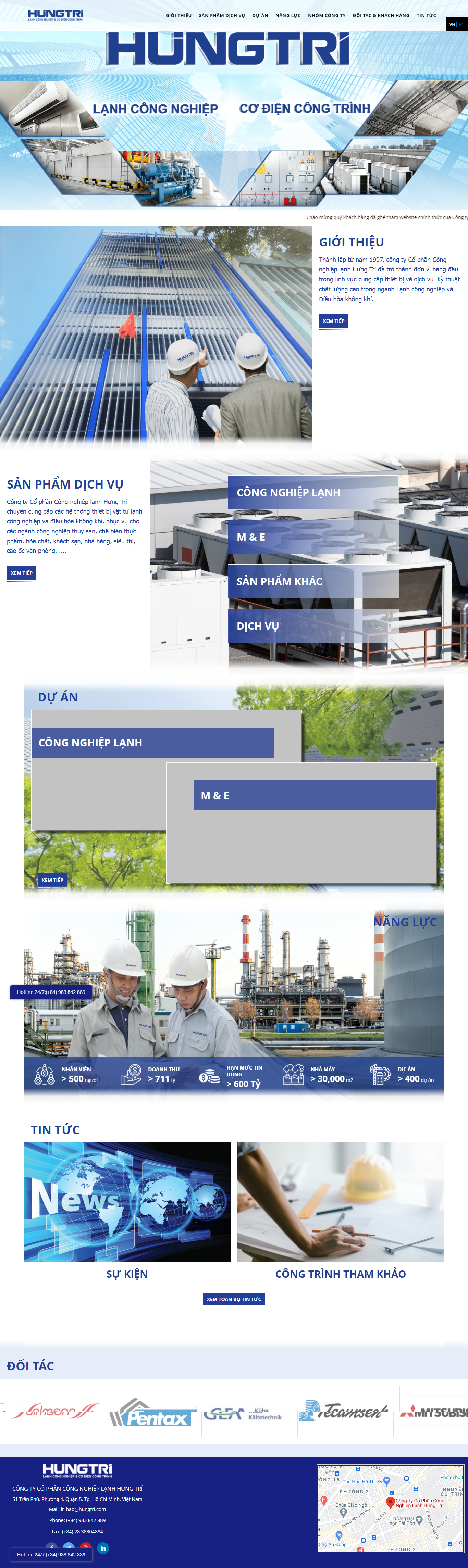 Thiết kế Website web thiết bị phòng lạnh - hungtricom