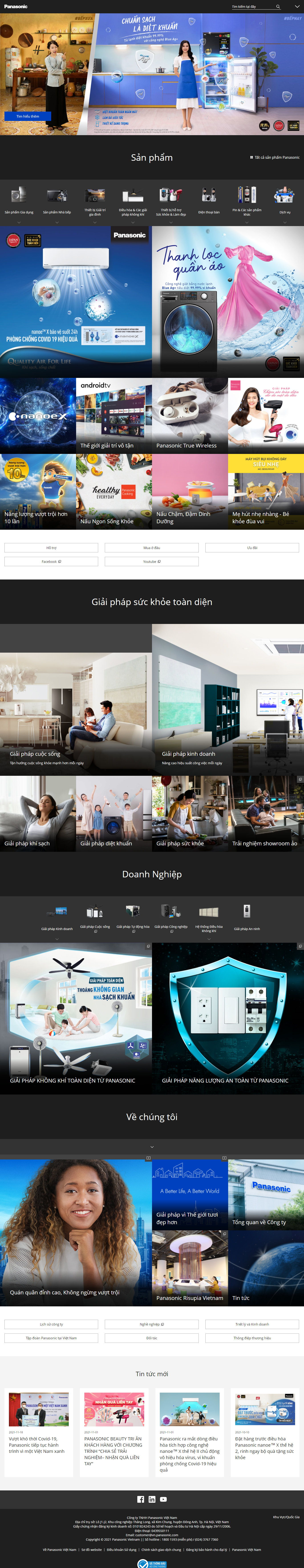 Thiết kế Website web thiết bị phòng lạnh - wwwpanasoniccom