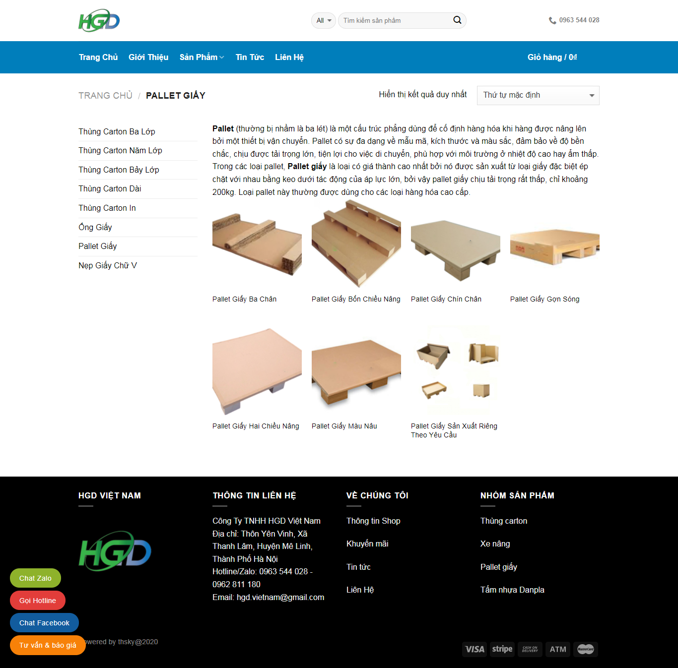 Thiết kế Website web pallets giấy - thungcartonhgdcomvn