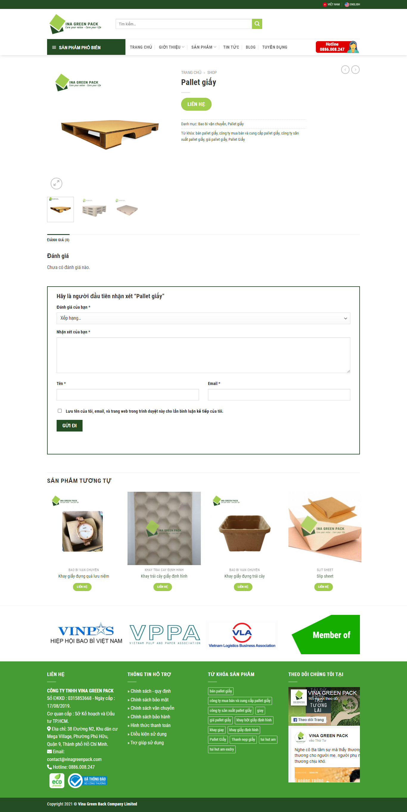 Thiết kế Website web pallets giấy - vinagreenpackcom