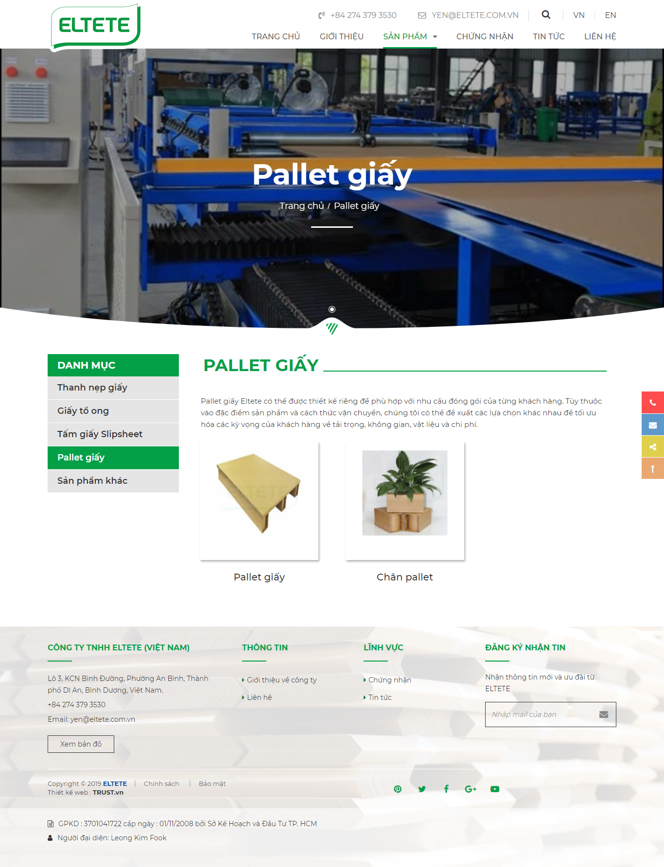 Thiết kế Website web pallets giấy - eltetecomvn