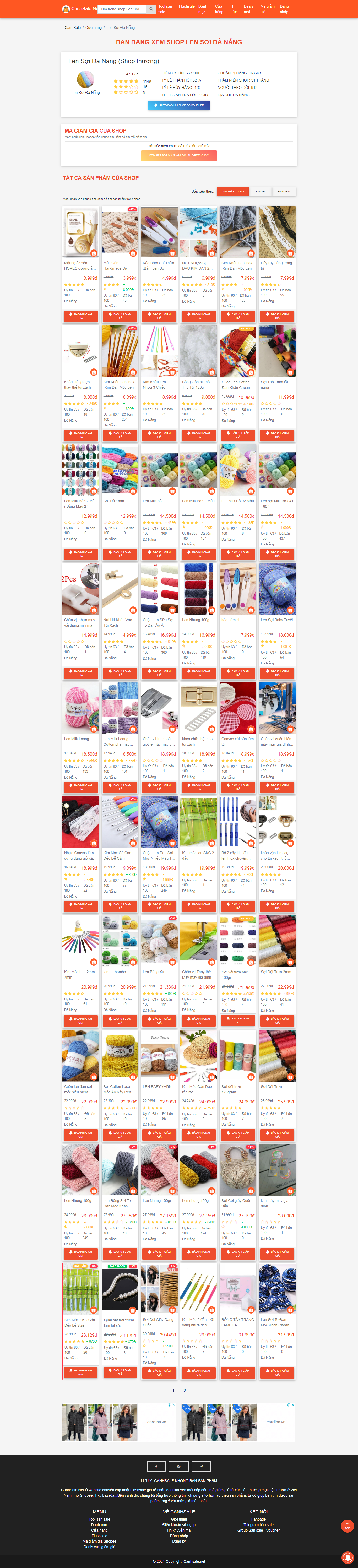 Thiết kế Website web bán len - canhsalenet