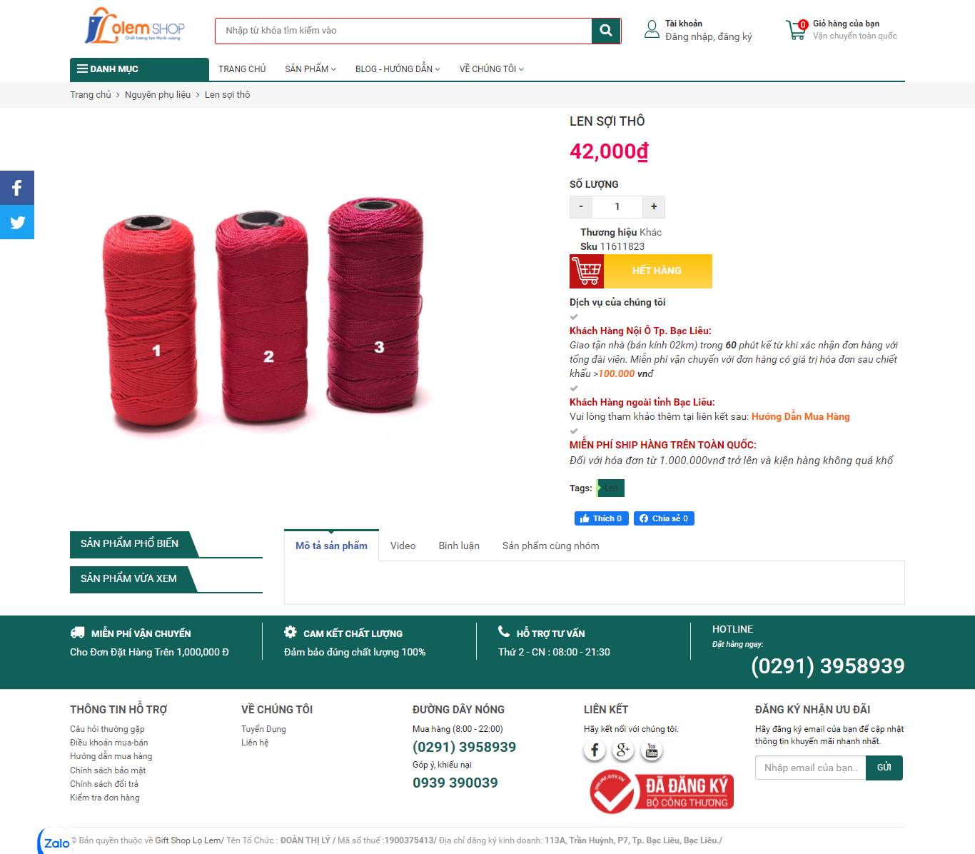 Thiết kế Website web bán len - shoplolemcom