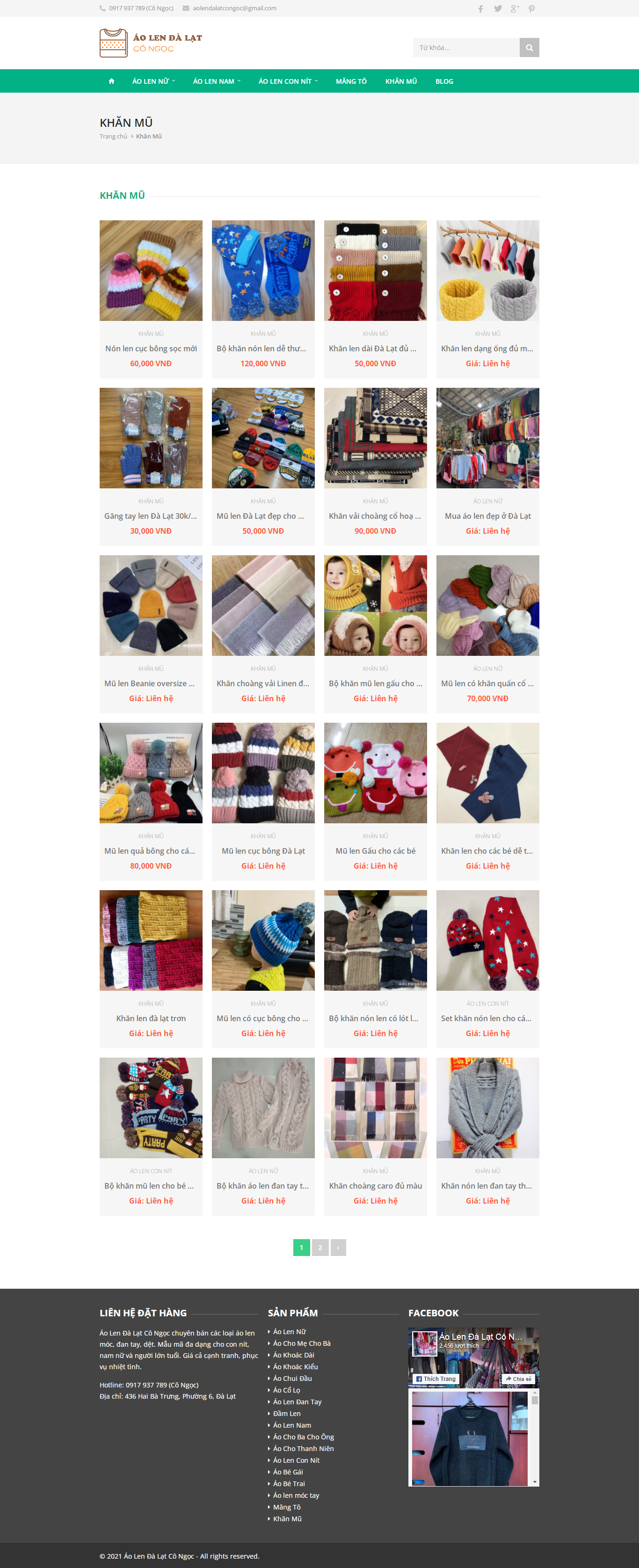 Thiết kế Website web bán mũ len - aolendalatcom
