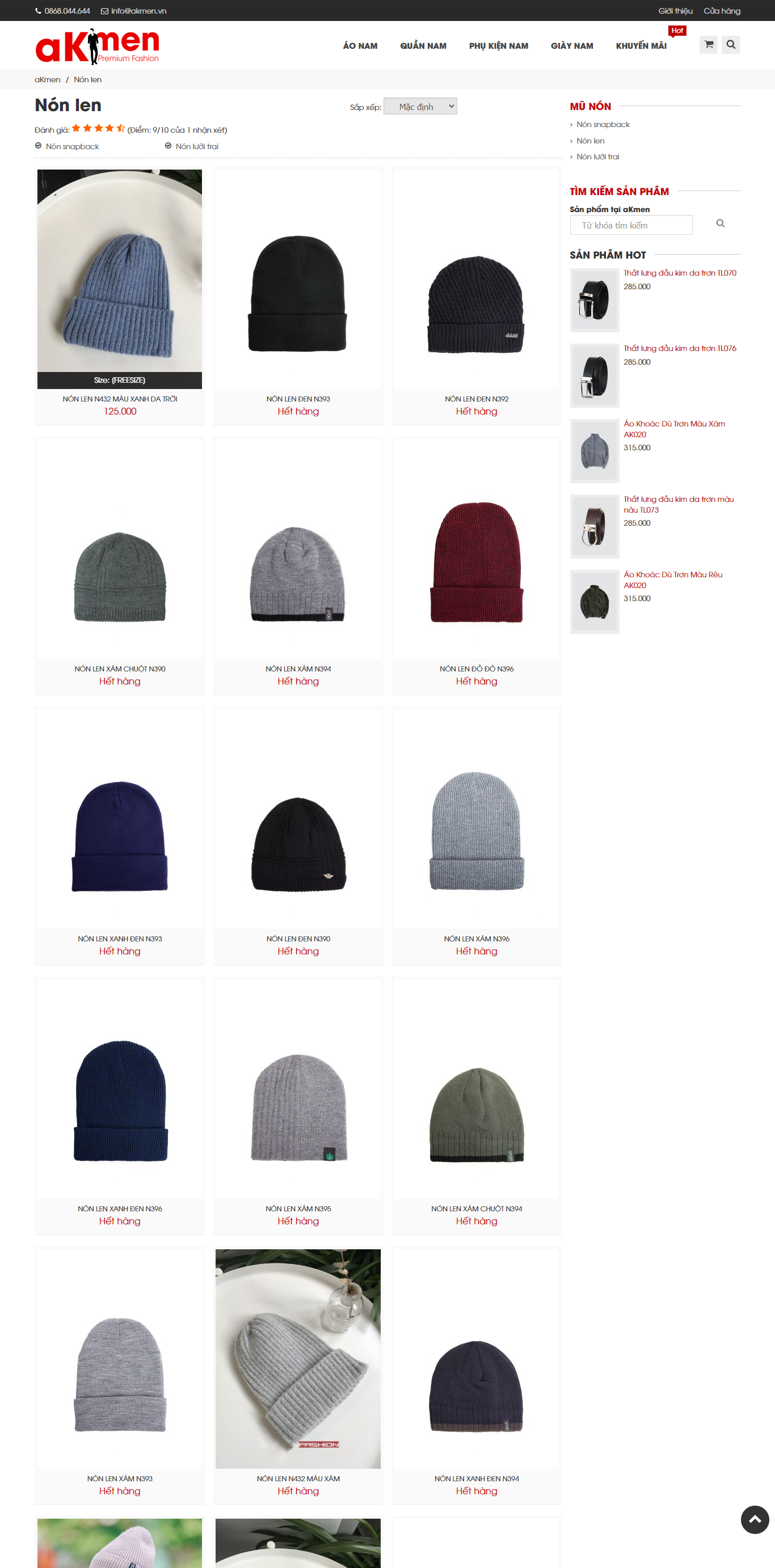 Thiết kế Website web bán mũ len - wwwakmenvn