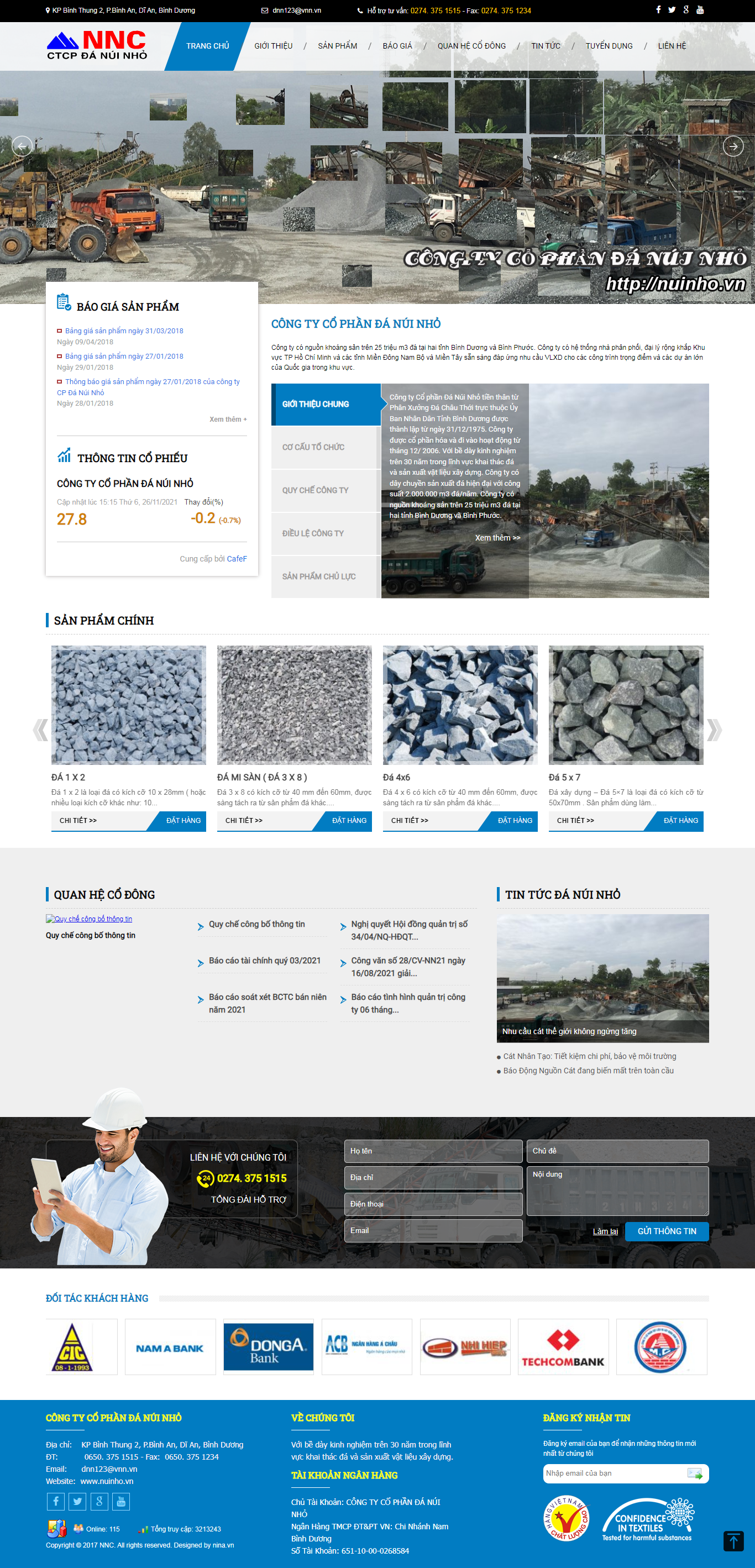 Thiết kế Website web khai thác đá - nuinhovn
