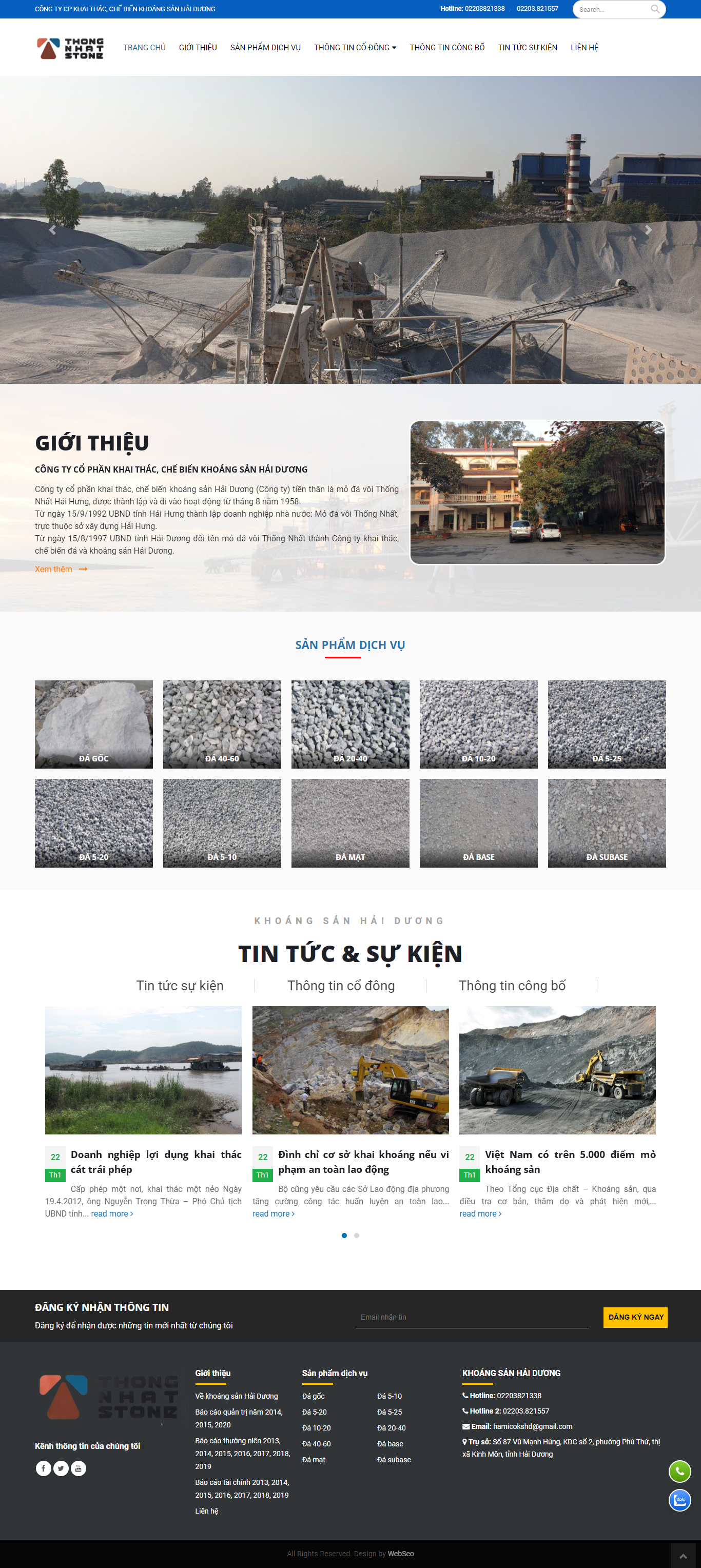 Thiết kế Website web khai thác đá - khoangsanhaiduongcom