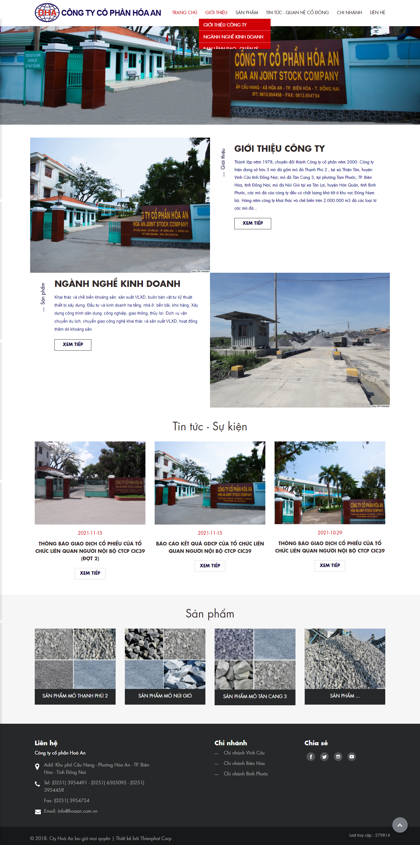 Thiết kế Website web khai thác đá - hoaancomvn