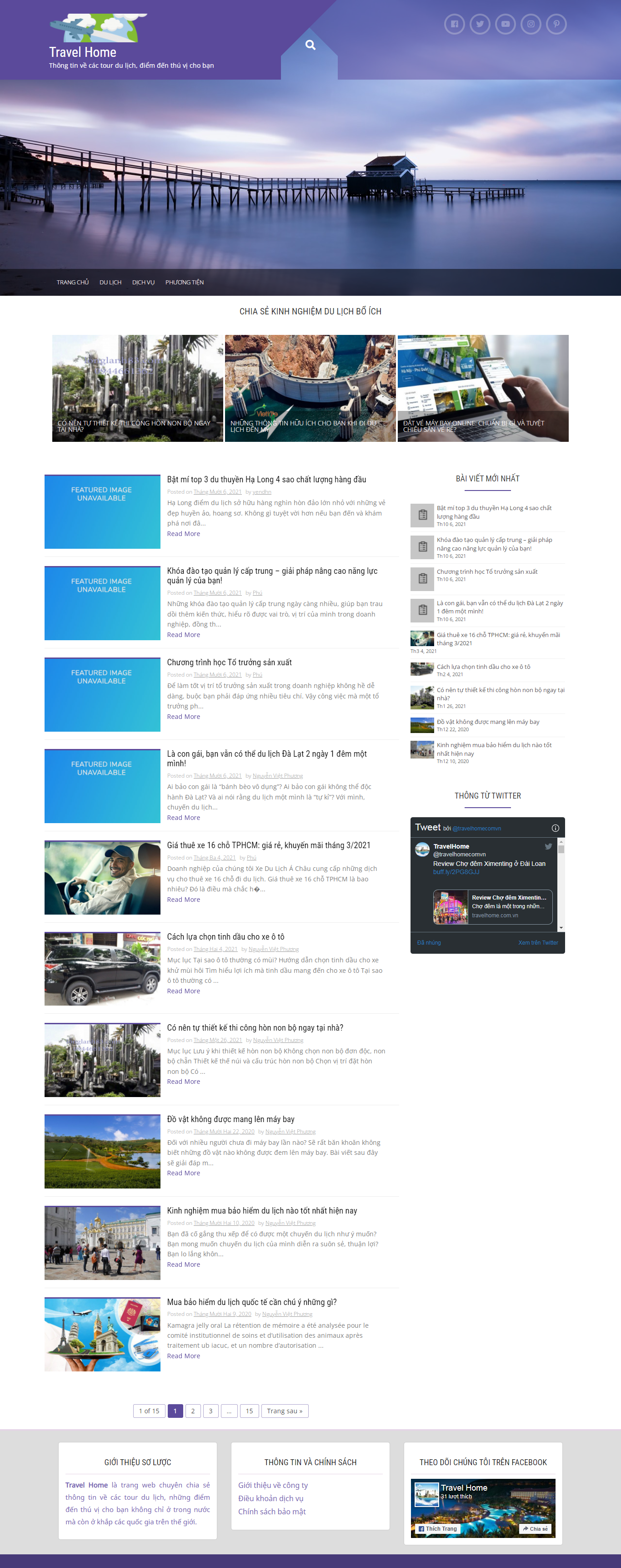 Thiết kế Website web địa điểm du lịch - travelhomecomvn