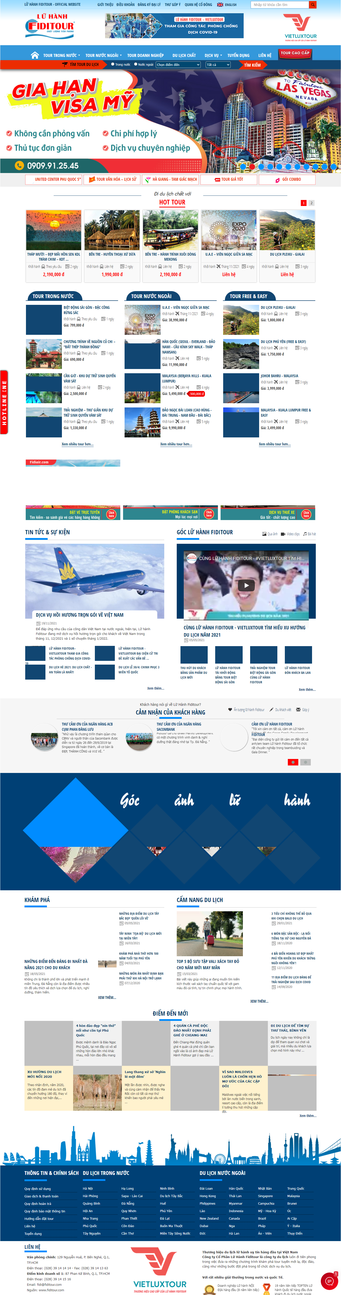 Thiết kế Website web địa điểm du lịch - wwwfiditourcom