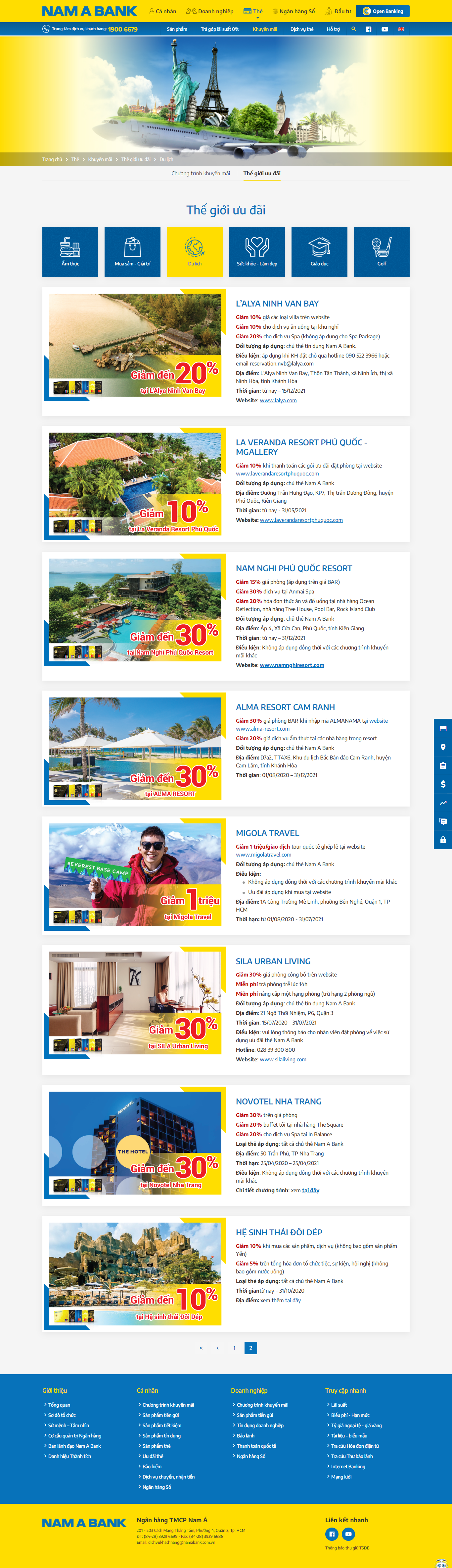 Thiết kế Website web địa điểm du lịch - wwwnamabankcomvn