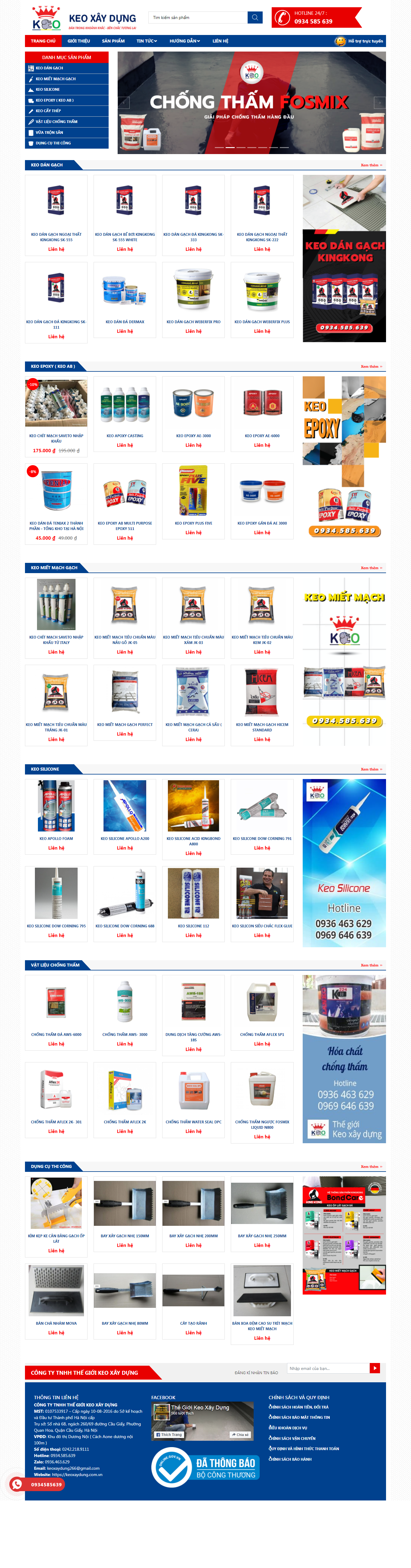 Thiết kế Website web keo dán xây dựng - keoxaydungcomvn