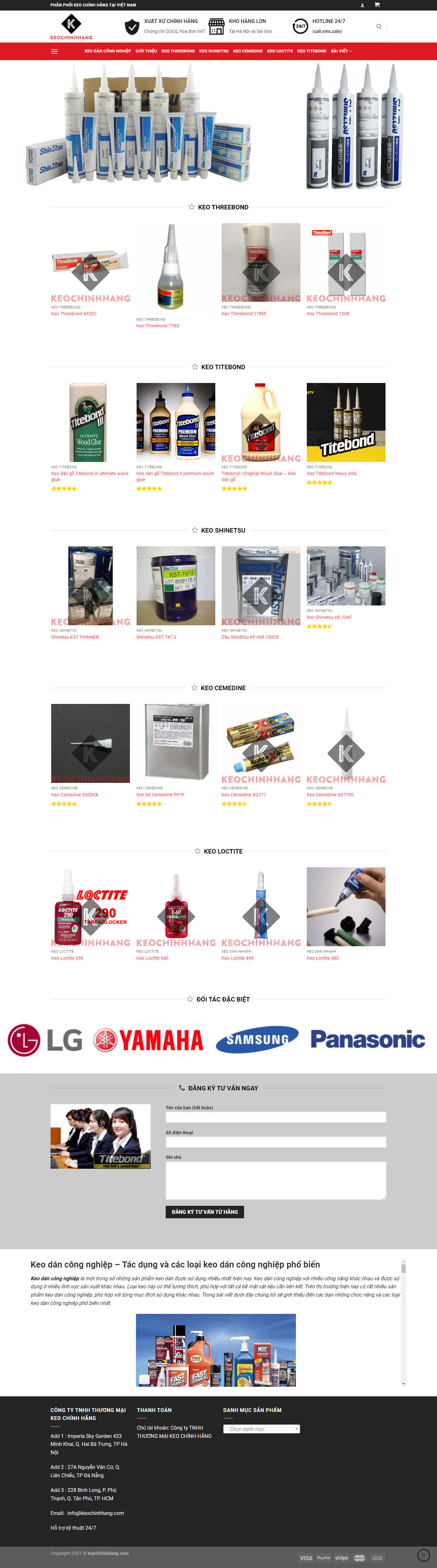 Thiết kế Website web keo dán xây dựng - keochinhhangcom