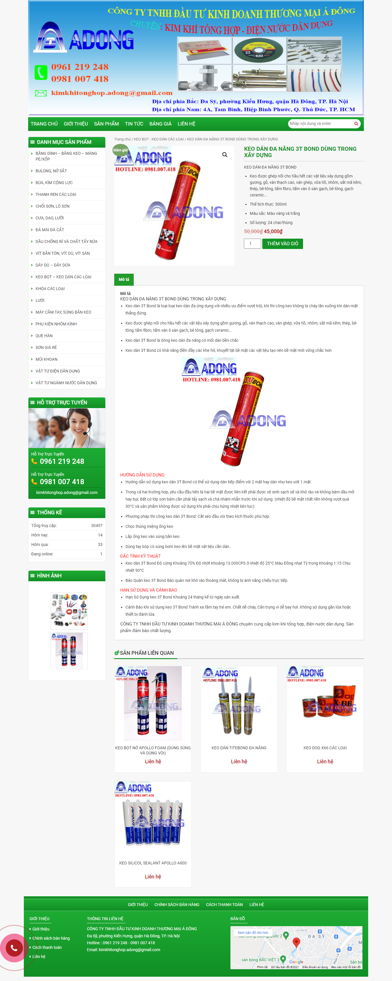 Thiết kế Website web keo dán xây dựng - kimkhitonghopcomvn