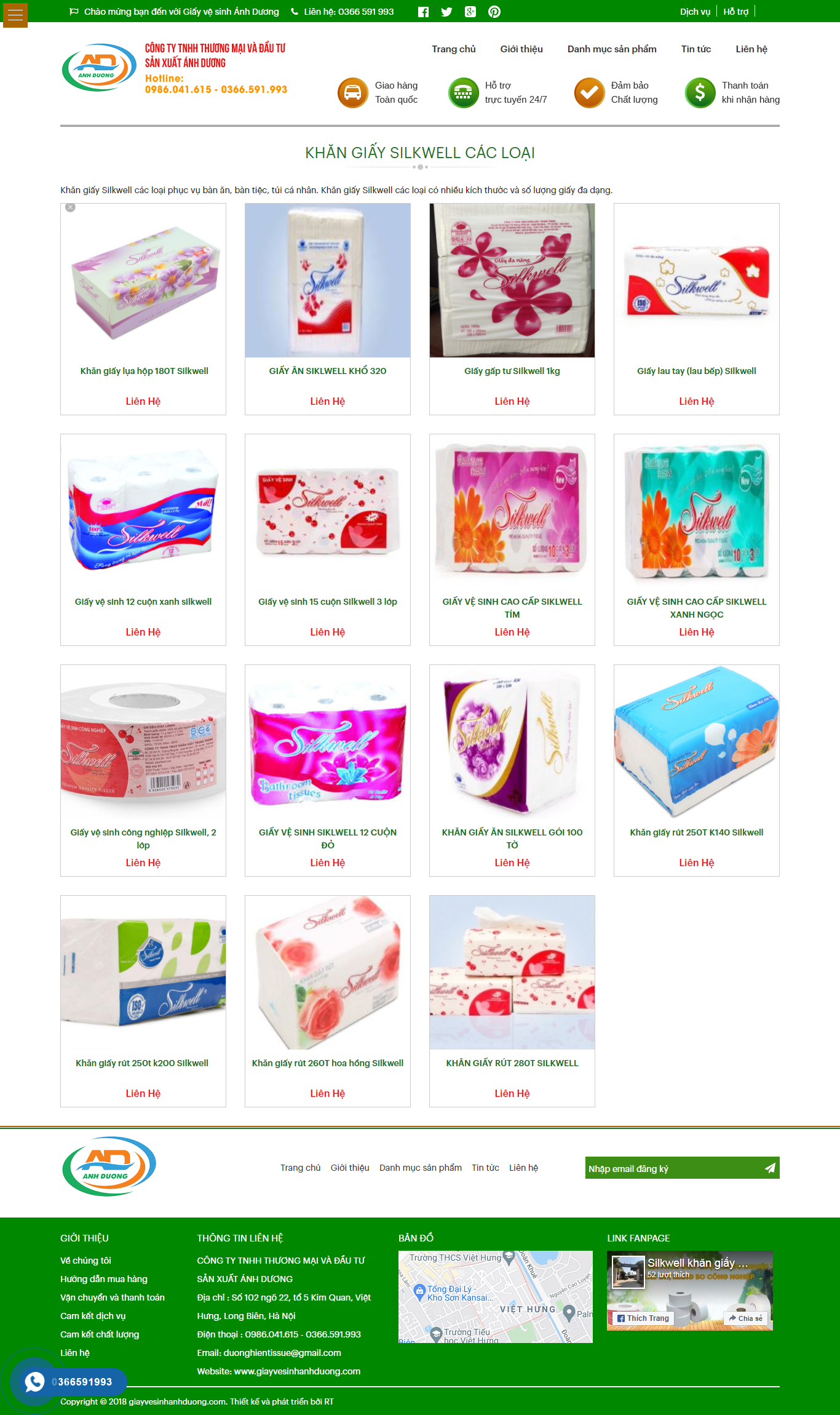 Thiết kế Website web bán giấy ăn - giayvesinhanhduongcom