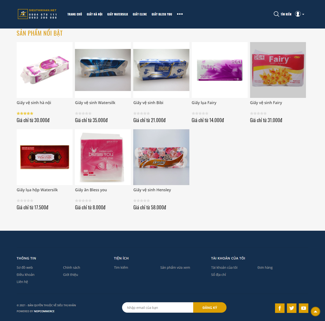 Thiết kế Website web bán giấy ăn - sieuthikhannet