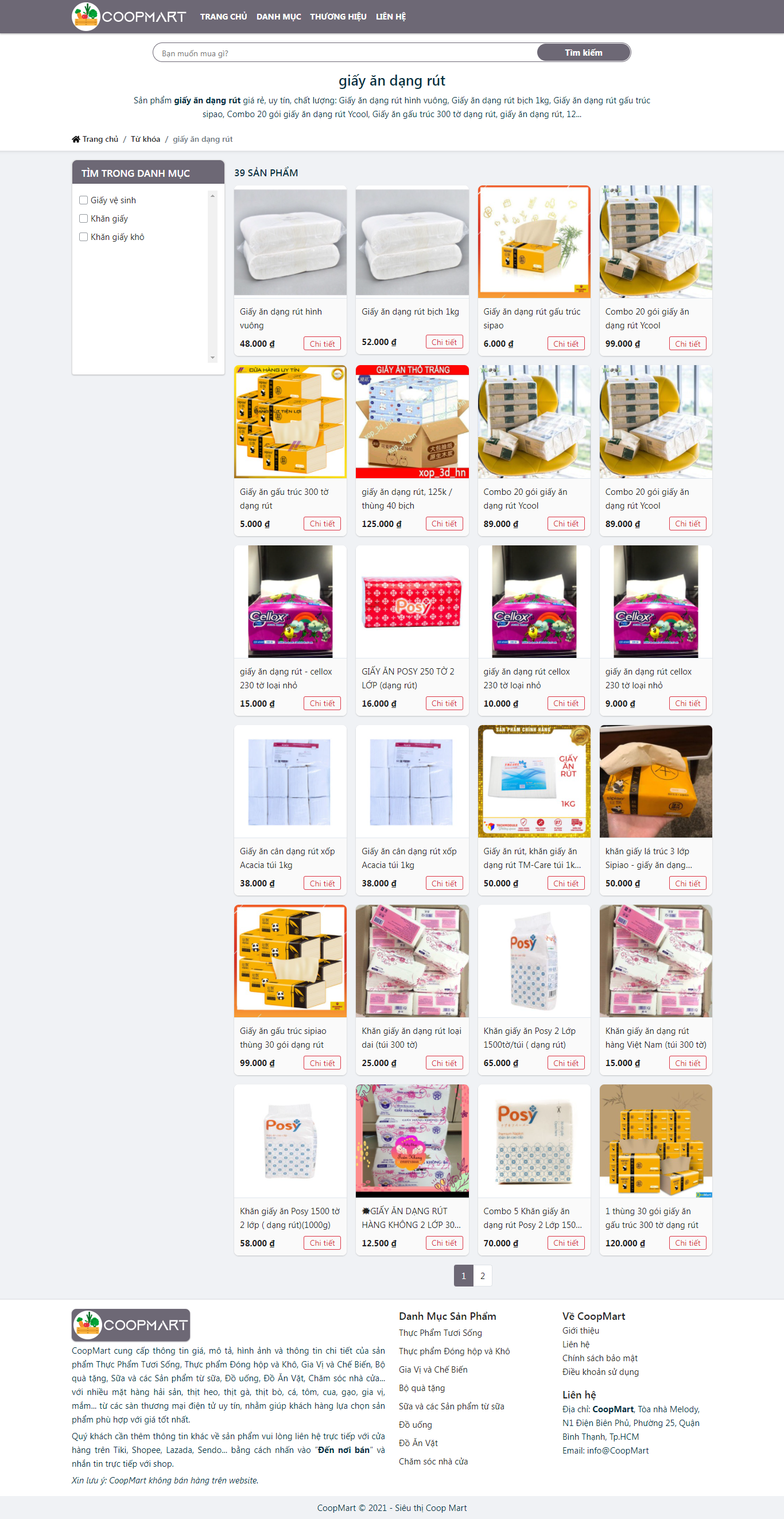 Thiết kế Website web bán giấy ăn - coopmart