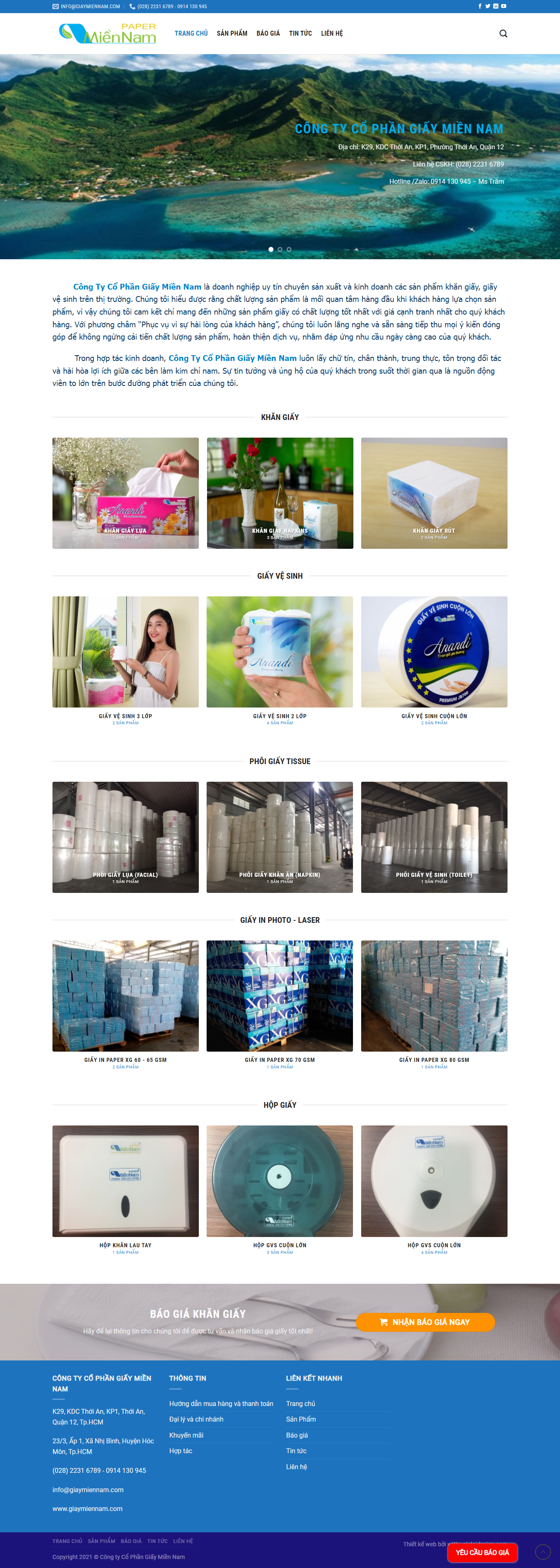 Thiết kế Website web bán giấy ăn - giaymiennamcom